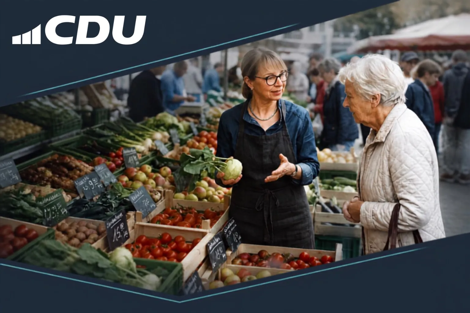 Sandra Wi�mann an ihrem Obst- und Gem�sestand